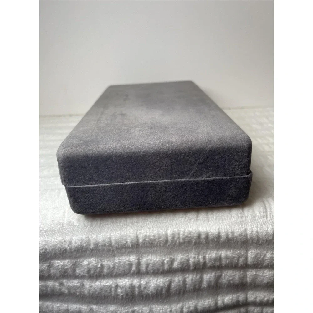 VTG Travel Jewelry Box Grey Velvet Snap Hinge EUC